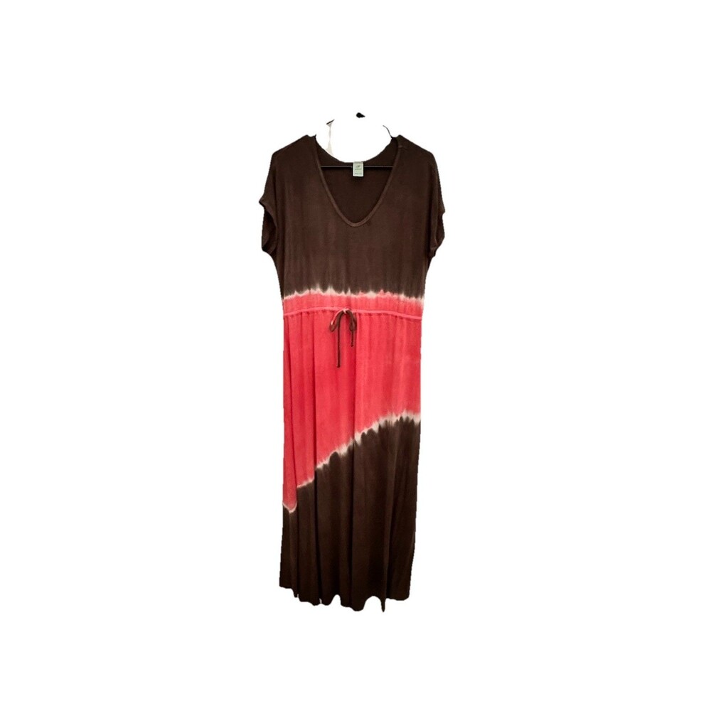 Scent Womens Dress XL Short Brown Pink Tie Dye Maxi Cinched Waist Lightweight